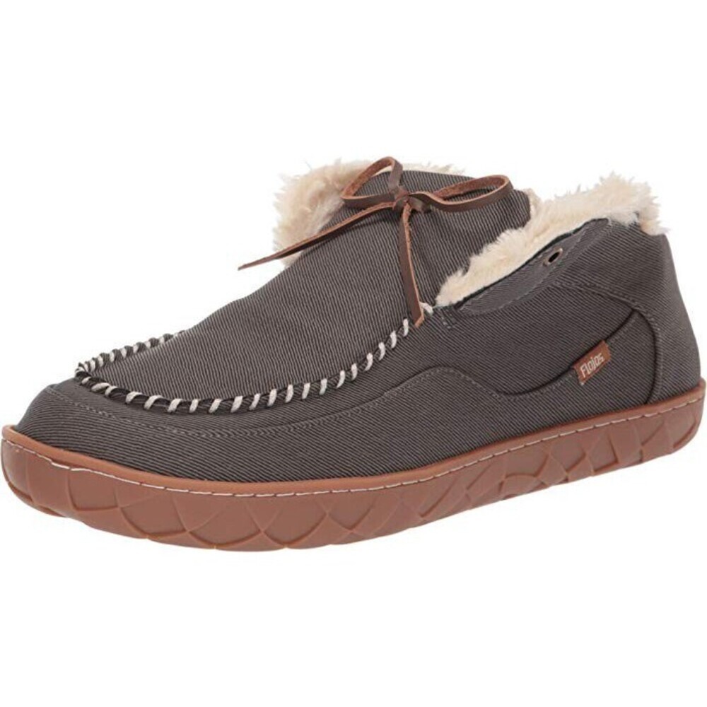 Flojos Tonga SLP1130 Slippers Men 9 Gray Faux Shearling Moc Toe Slip On JOBB1563